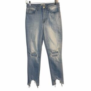 L’AGENCE Margot High Rise Skinny Jeans Women’s Sz 27 Light Wash Raw Hem